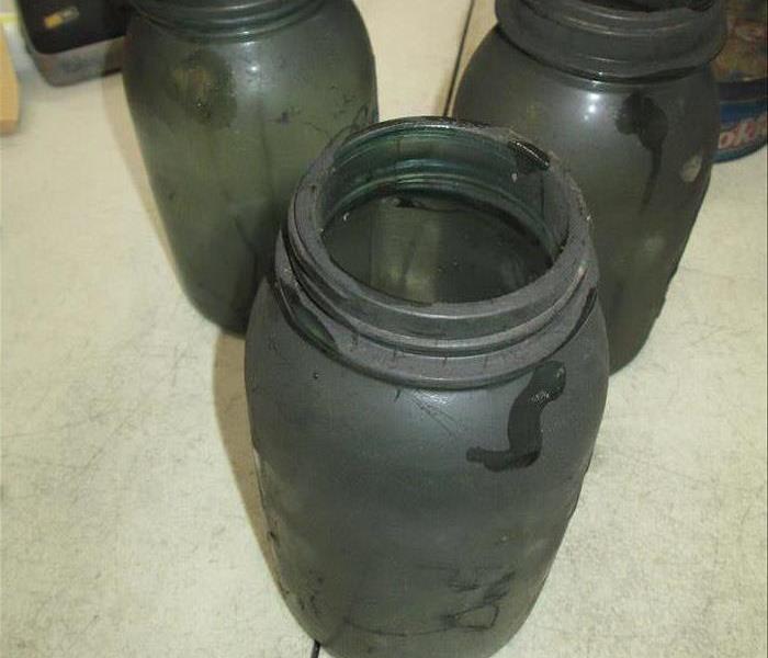 Mason Jars covered in soot