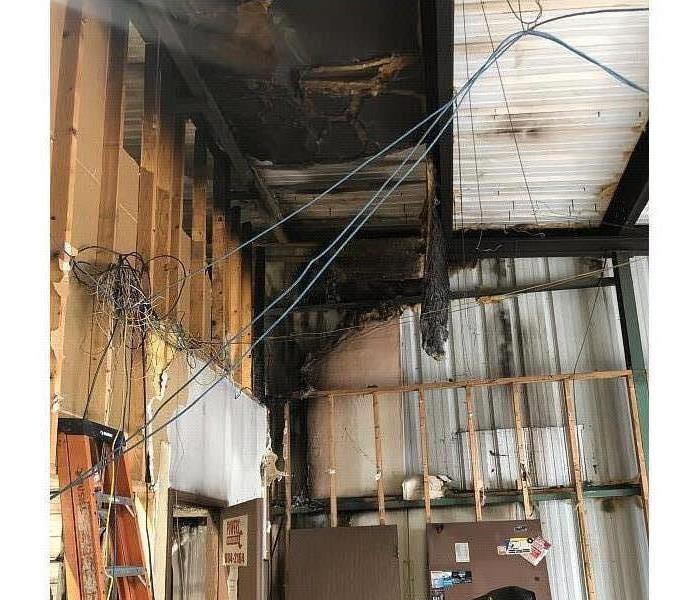 fire damage in the corner of a business 