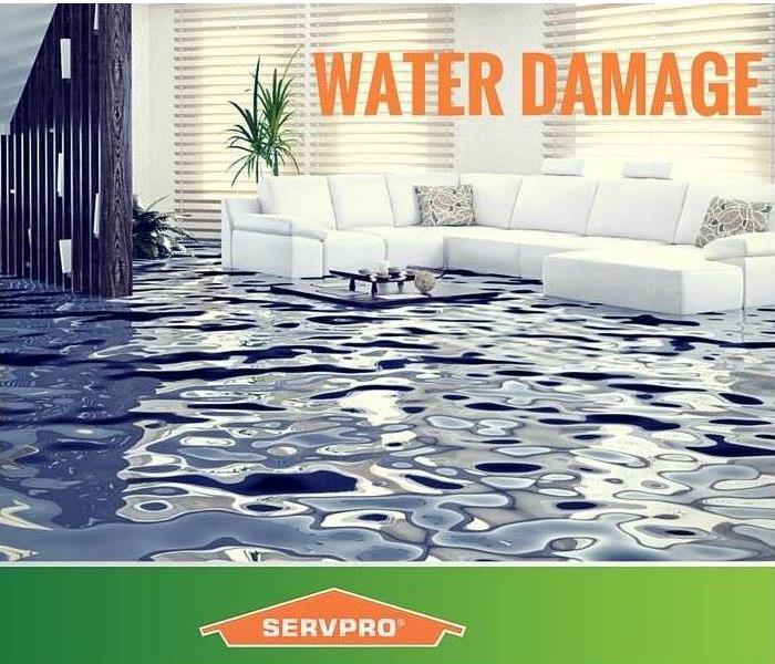 A room that is full of water, that says Water damage.